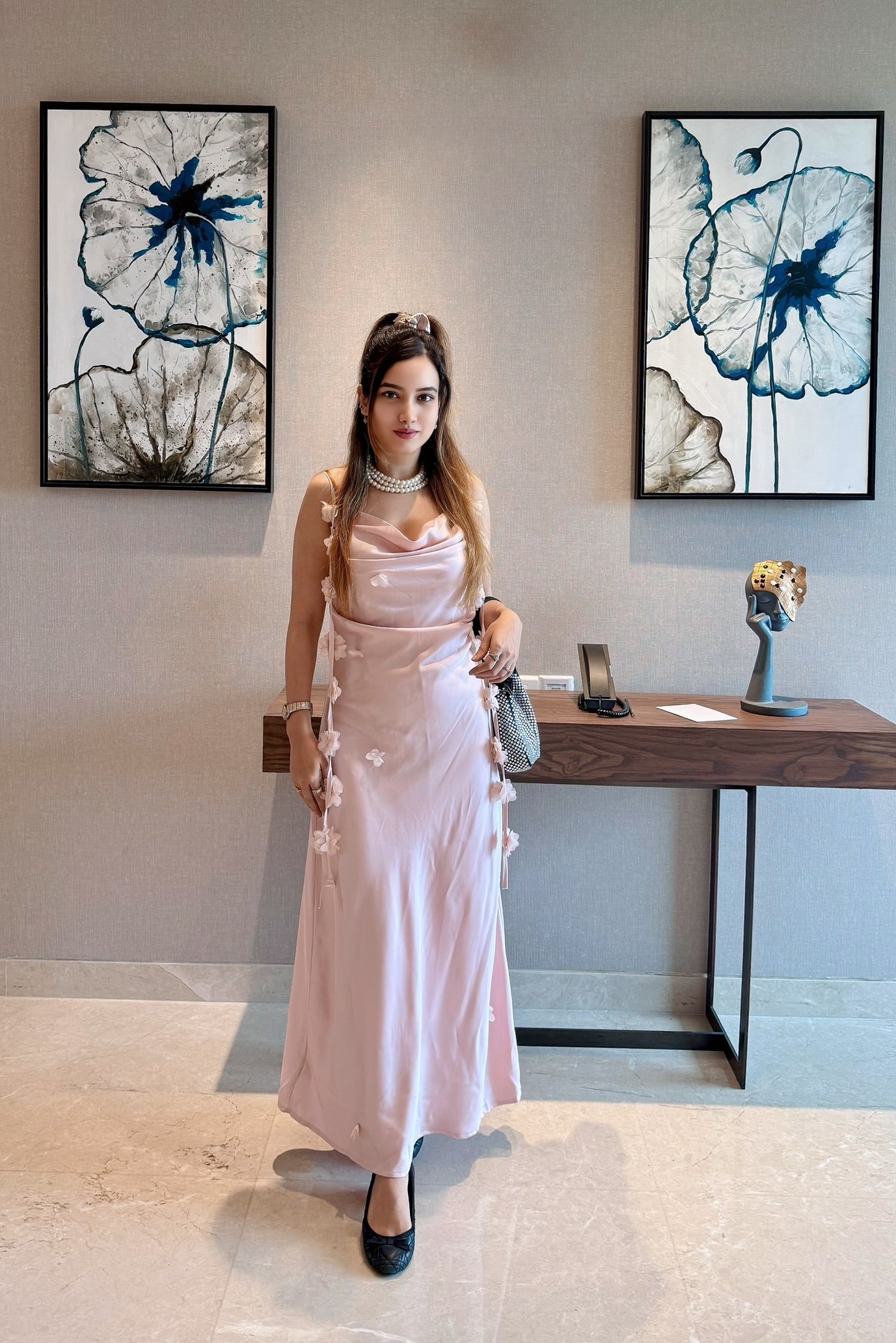 blush pink satin slip dress Ruched Bust Satin Slip Dress - Blush
