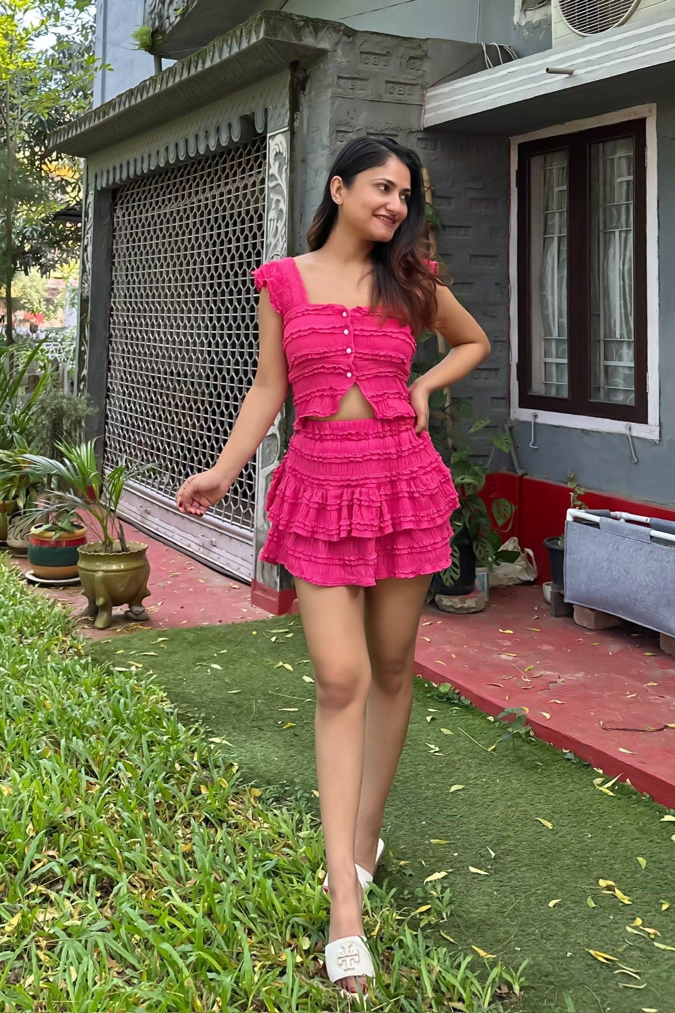 Teresa Fuchsia Ruffle Co-Ord Set