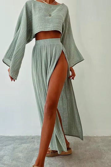 Iris Slit Skirt Co-ord Set
