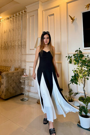 Francesca Black & Ivory Panelled Dress